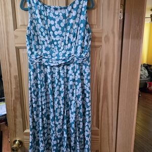 Teal and White Polka Dot Dress